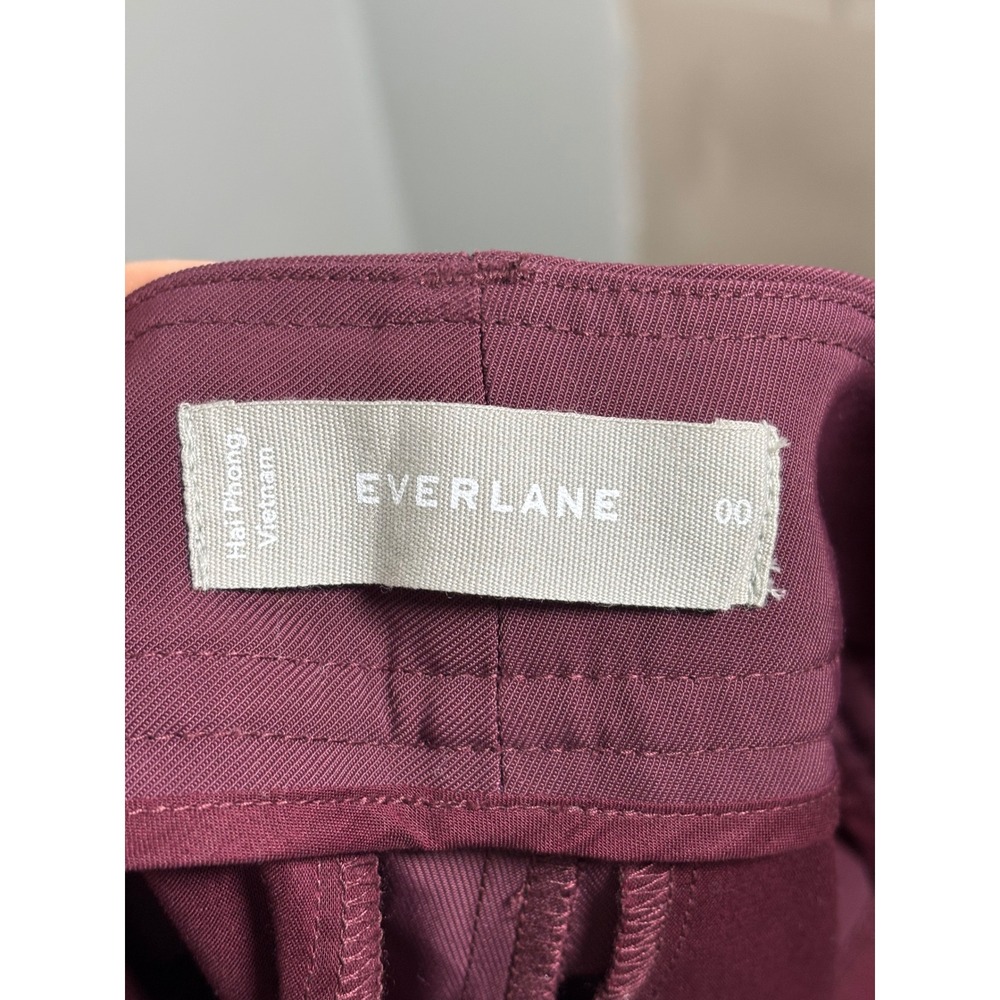 Everlane Italian GoWeave Tapered Pants Burgundy Women's Size 00 NWT - Picture 9 of 9